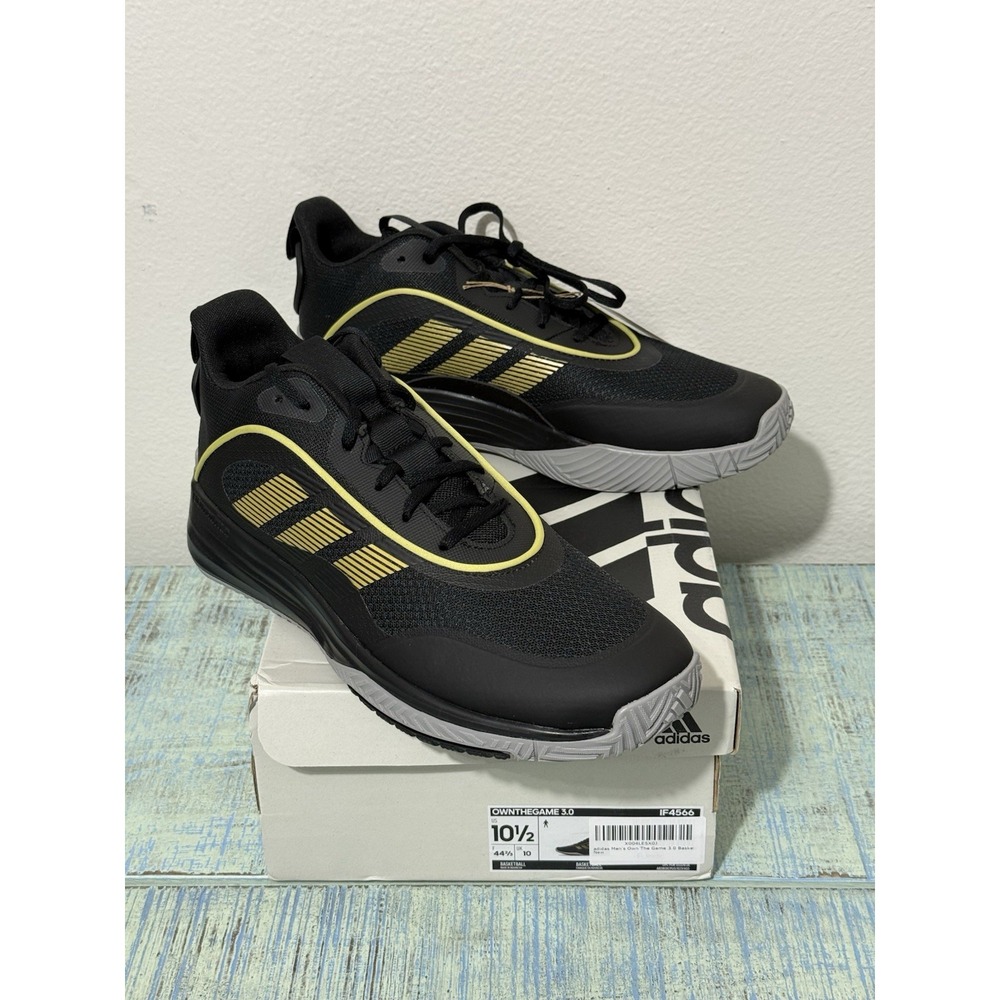 Adidas Own The Game 3.0 Men's Sneakers Size 10.5 Black/Gold Metallic NIB